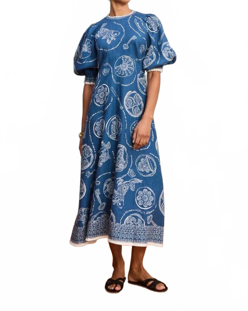 NEW ALEMAIS lucky midi dress in blue